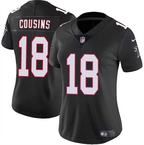 Womens Atlanta Falcons #18 Kirk Cousins Black 2023 Stitched Jersey Dzhi->atlanta falcons->NFL Jersey